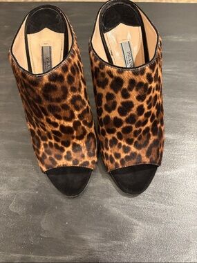 Prada Leopard Print Open-Toe Mule - Brown/Black
